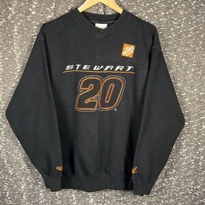 VINTAGE NASCAR TONY STEWART‎ #20 LONG SLEEVE SWEAT SHIRT MEN’S L BLACK